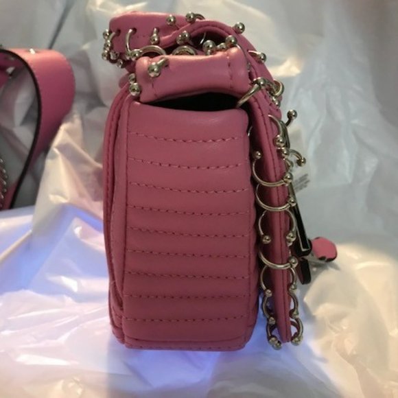 Moschino Couture Women's Leather Biker Bag - Fuchsia Pink w/ Piercings - Picture 6 of 16